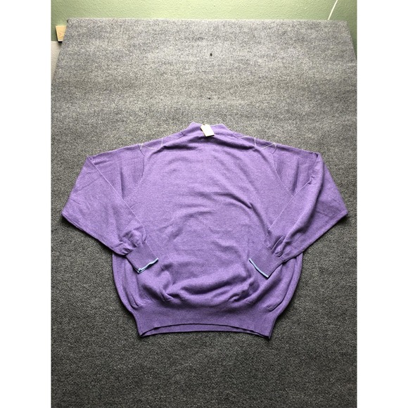 Peter Millar Sweater Mens Large Purple Argyle 1/4 Zip Mock Neck Golf Pullover - Picture 7 of 9